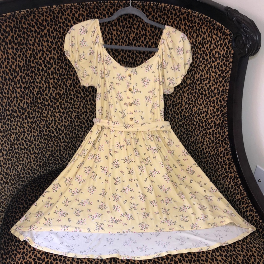 No Boundaries Yellow Puff Sleeve Sundress
